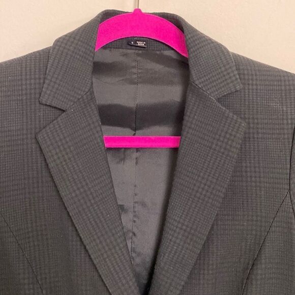 Theory Blazer Jacket Black on Black Plaid Sz 6 - Picture 3 of 9